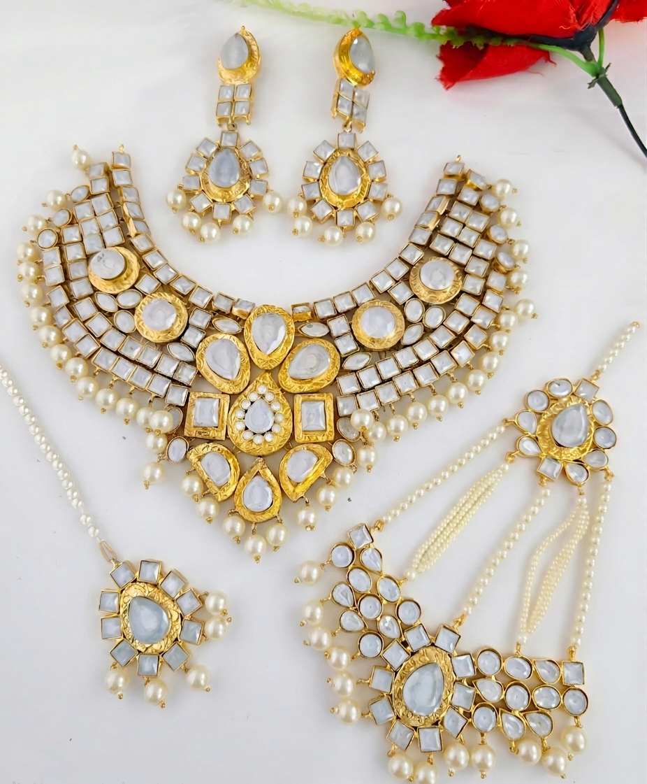 Shahi Zareen Gold-plated Polki Bridal Set (Made to Order)