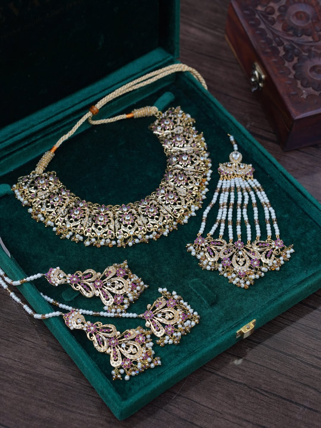 Mehrunissa Ruby and Pearl Jewellery Set