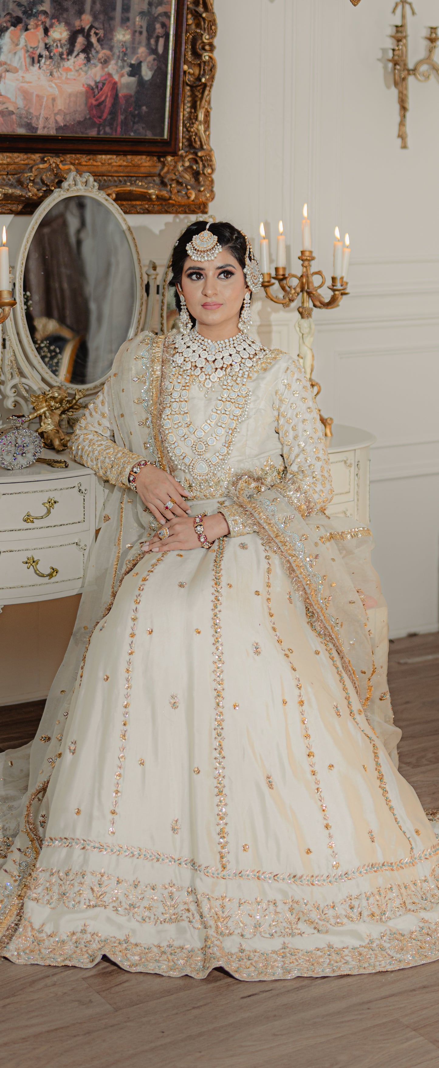 Noor-e-Khaas Gold-plated Polki Bridal Choker Set with Pearl Drops