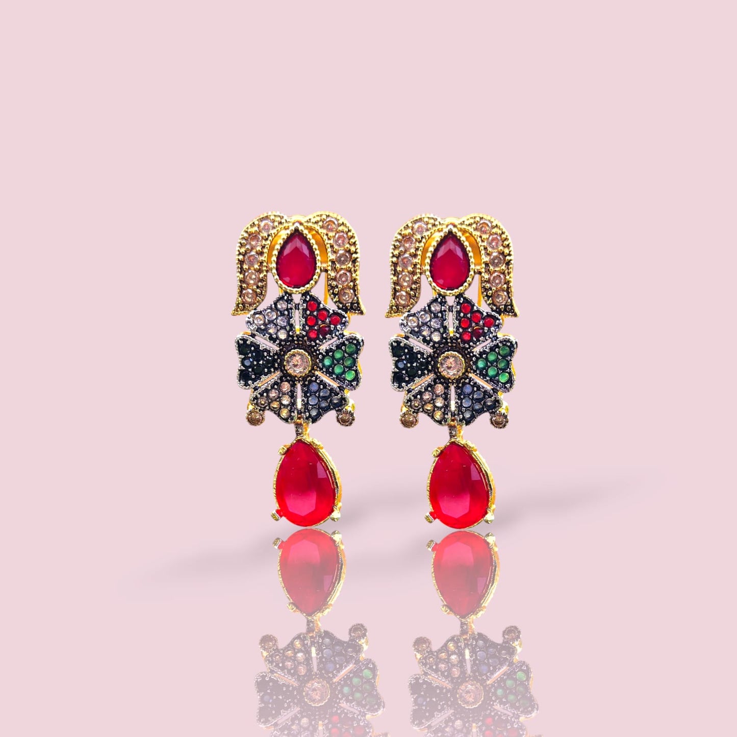 The Royal Medallion Drop | Multi-Gem Statement Earrings