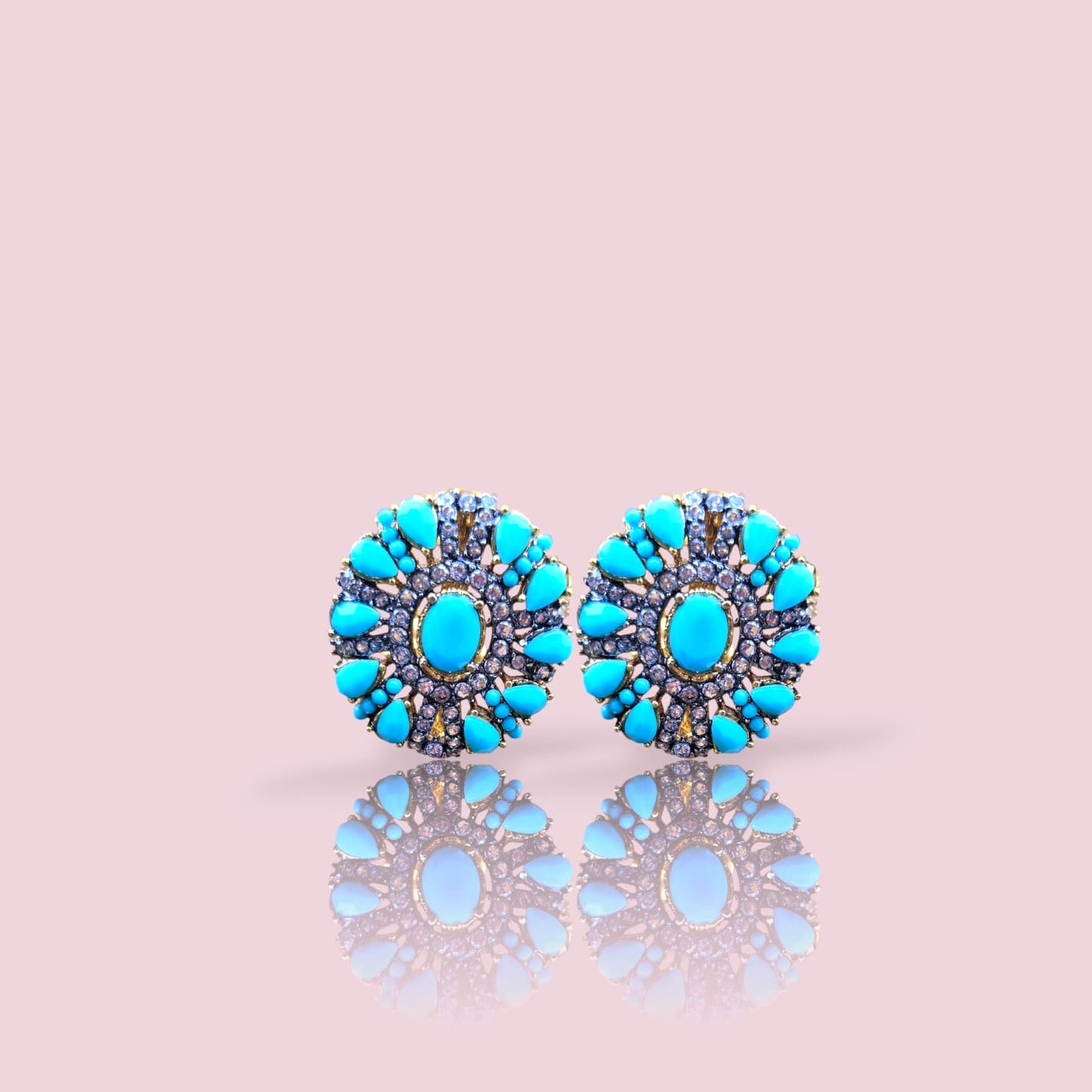 The Navajo Star Studs | Turquoise & Gem Cluster Earrings