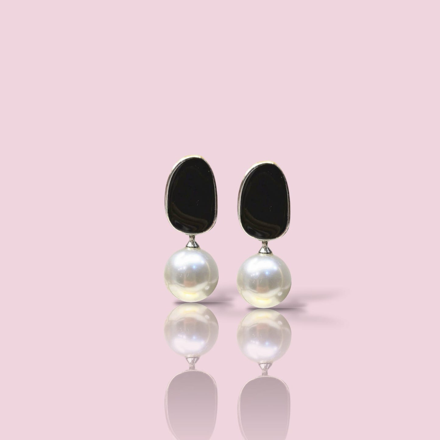 The Eclipse Drop Earrings | Modern Pearl & Abstract Stud
