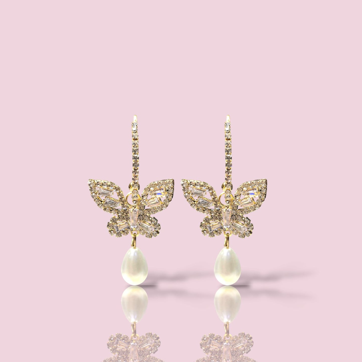 The Golden Flutter Drops | Butterfly & Pearl Statement