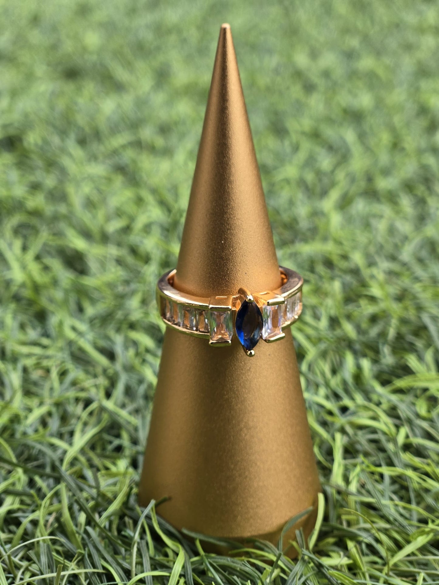 Sapphire Baguette Band | Blue Gemstone & Diamond-Look Stacking Ring