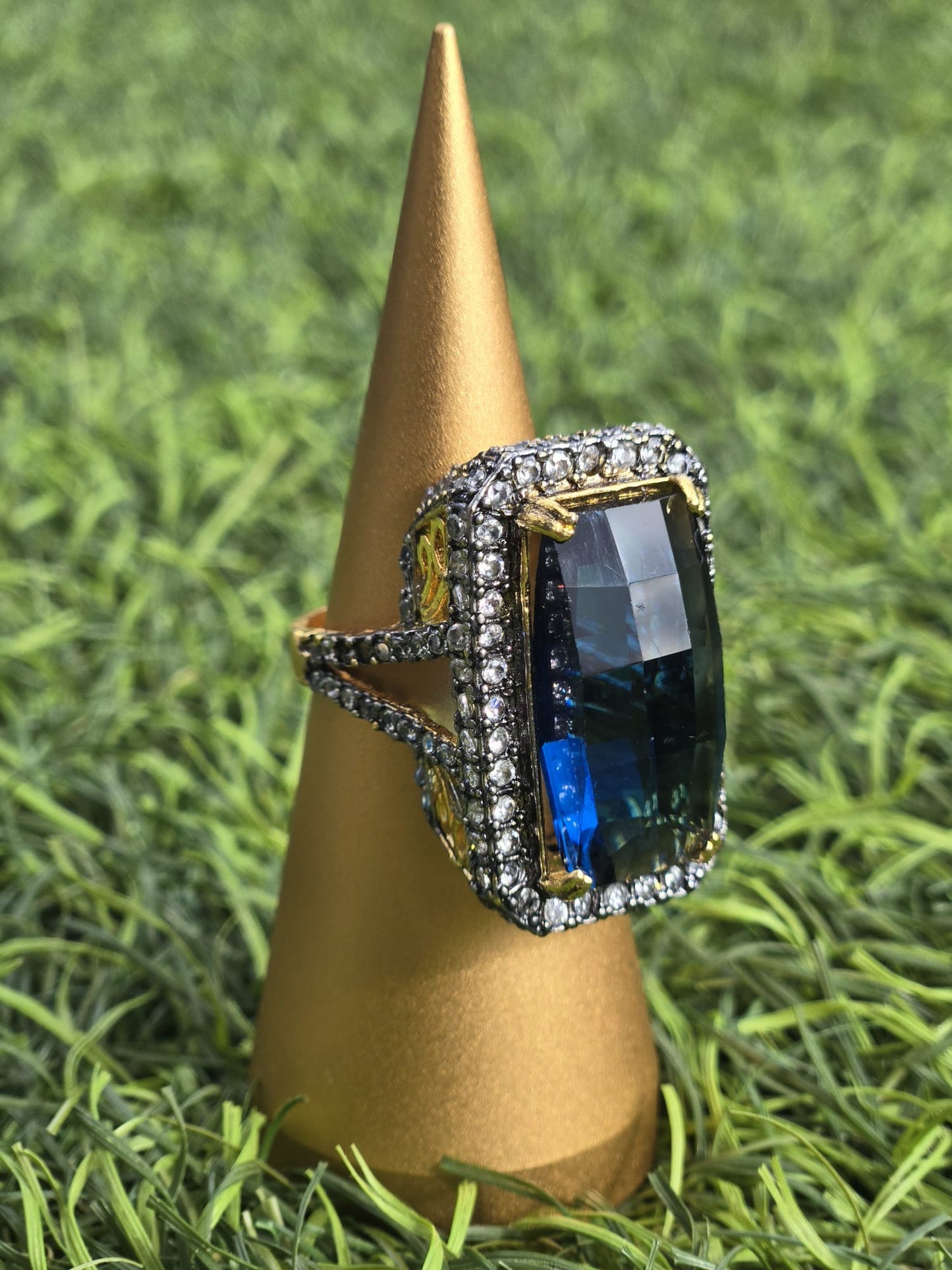 The Twilight Gem Statement Ring | Multi-Chrome Rectangle Luxury
