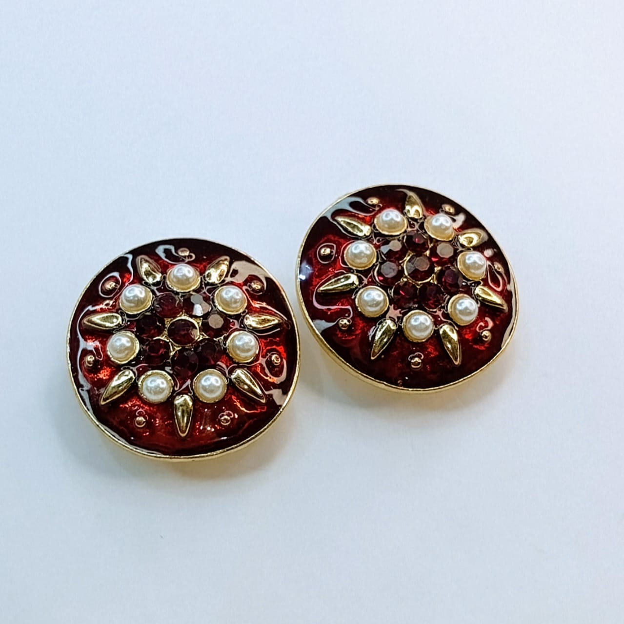 The Meenakari Floret Studs | Enamel & Pearl Cluster