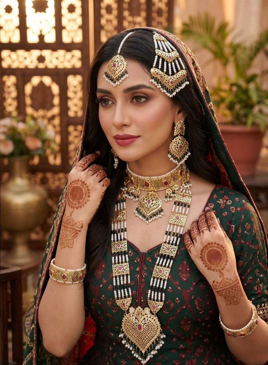 Sultana Ruby Gold-plated Jadau Bridal Set