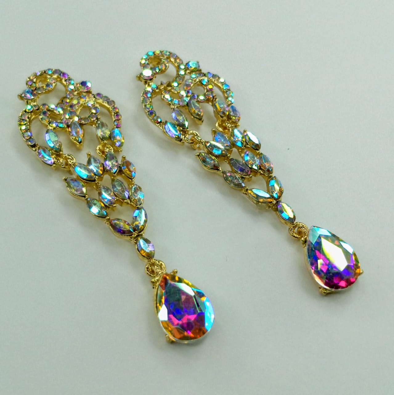 The Celestial Cascade Chandelier | Long Iridescent Crystal Drops