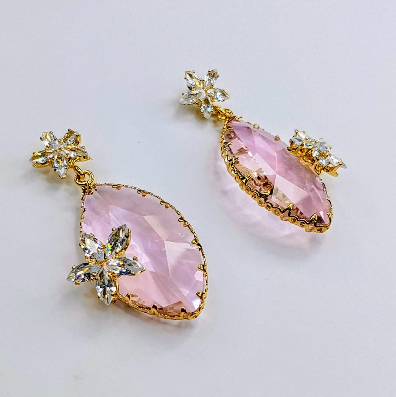 The Floral Marquise Drops | Jeweled Accent & Oversized Gemstone