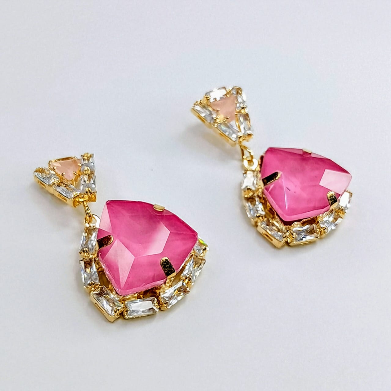 The Ruby Heart Halo Drops | Geometric Stone & Crystal Accents