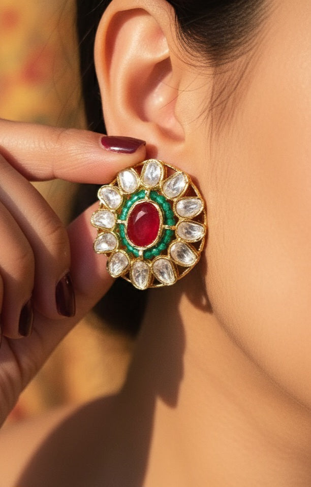 Ruby Green Moissanite Polki Choker Set