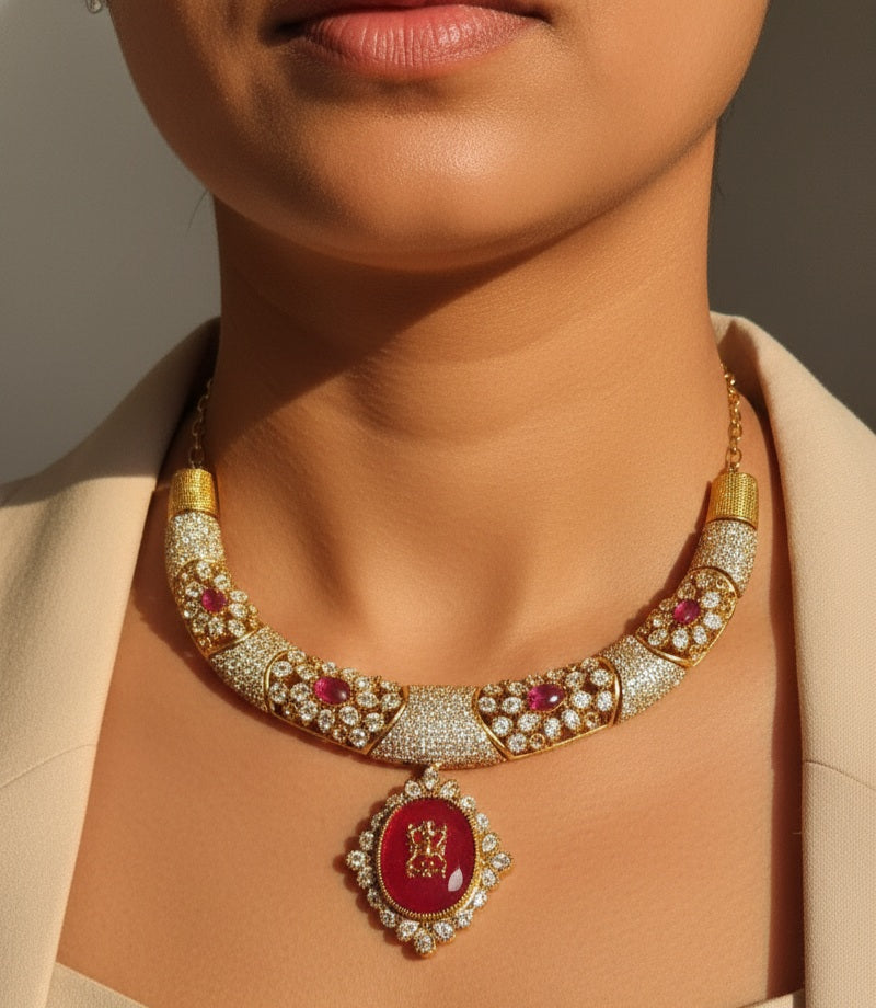 Royal Moissanite and Doublet Statement Necklace Set