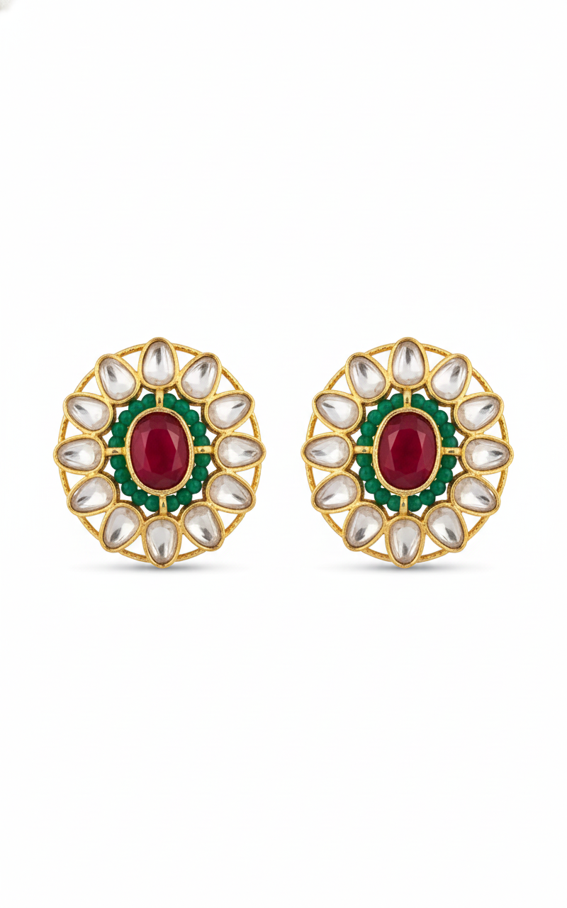 Ruby Green Moissanite Polki Choker Set
