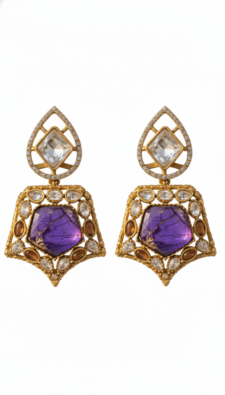 Purple Firestone and Moissanite Necklace Set
