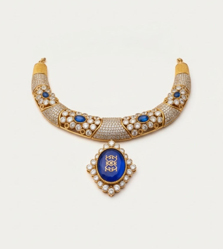 Royal Moissanite and Doublet Statement Necklace Set