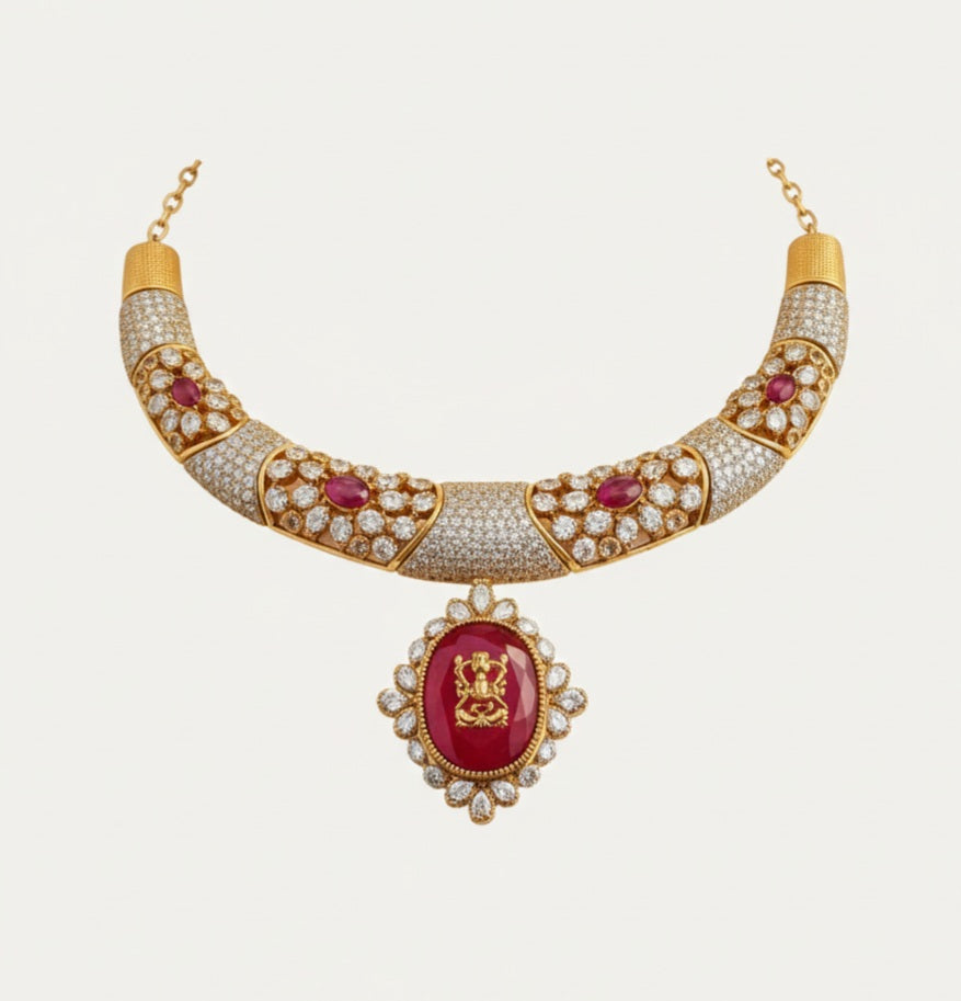 Royal Moissanite and Doublet Statement Necklace Set