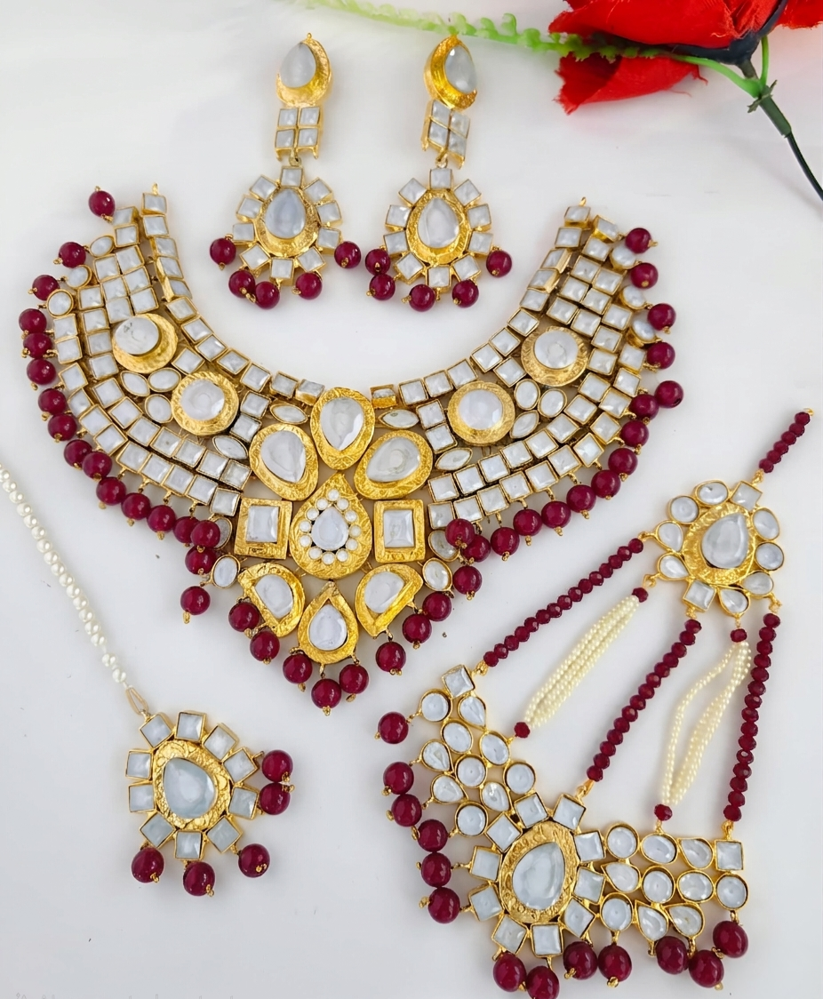 Shahi Zareen Gold-plated Polki Bridal Set (Made to Order)
