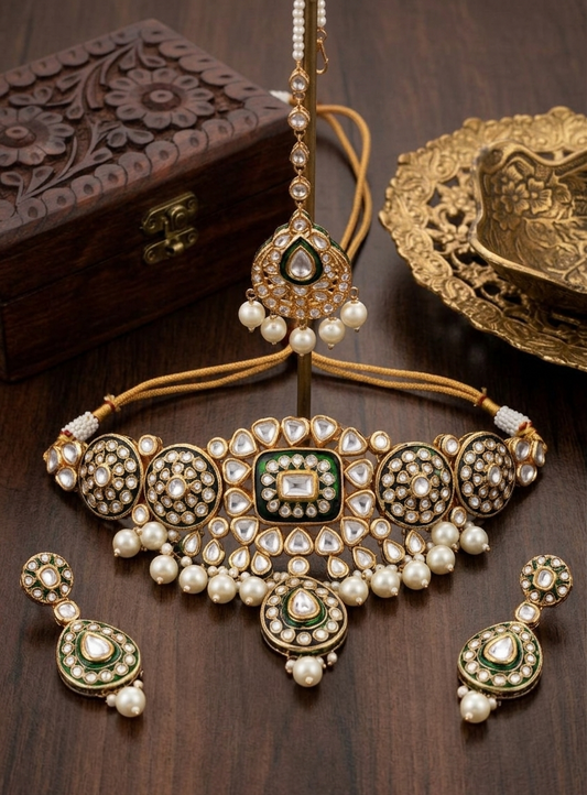 Zehra Gold-plated Polki Choker Set
