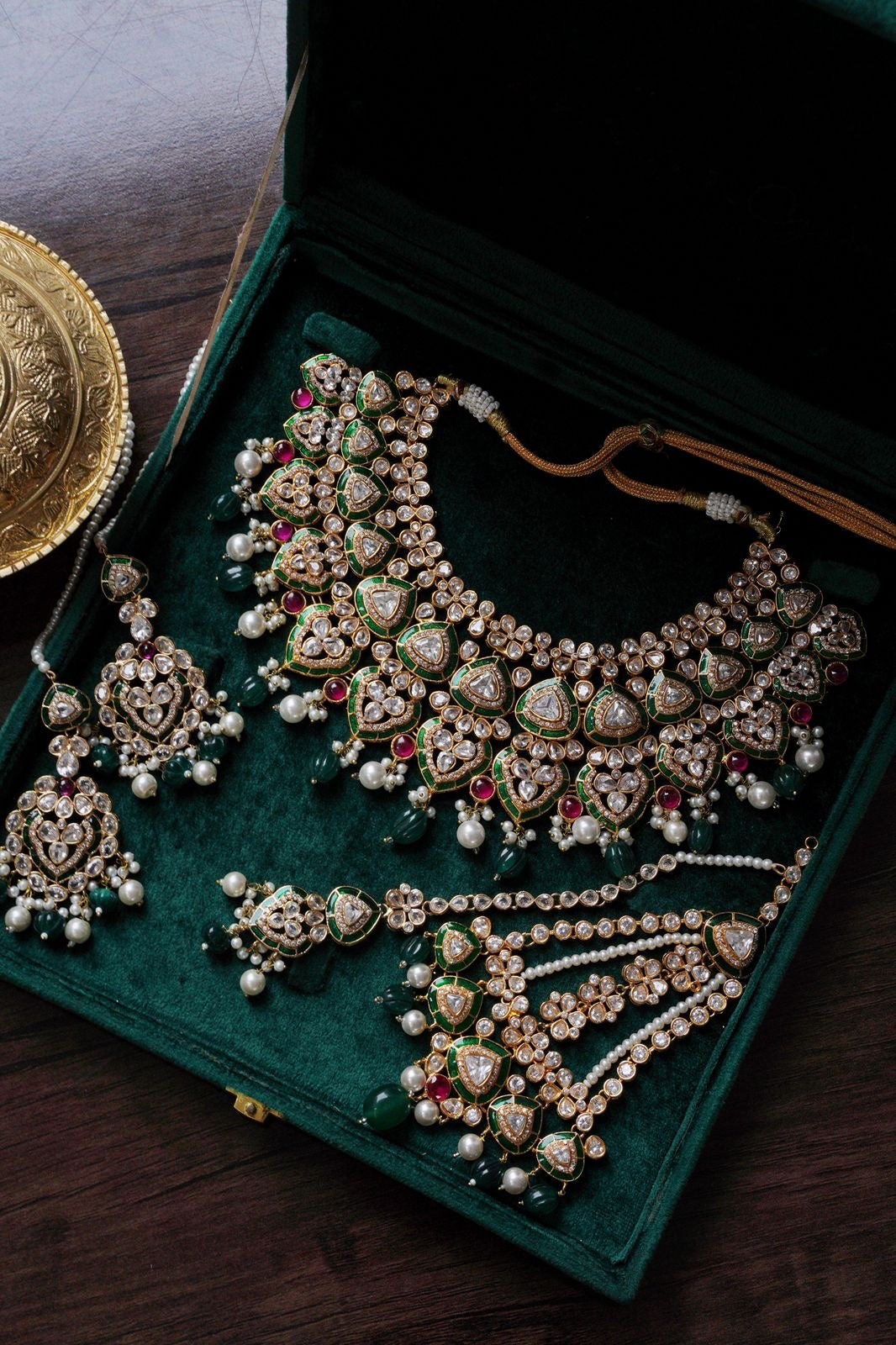 Maharani Emerald Imperial Gold-plated Bridal Set