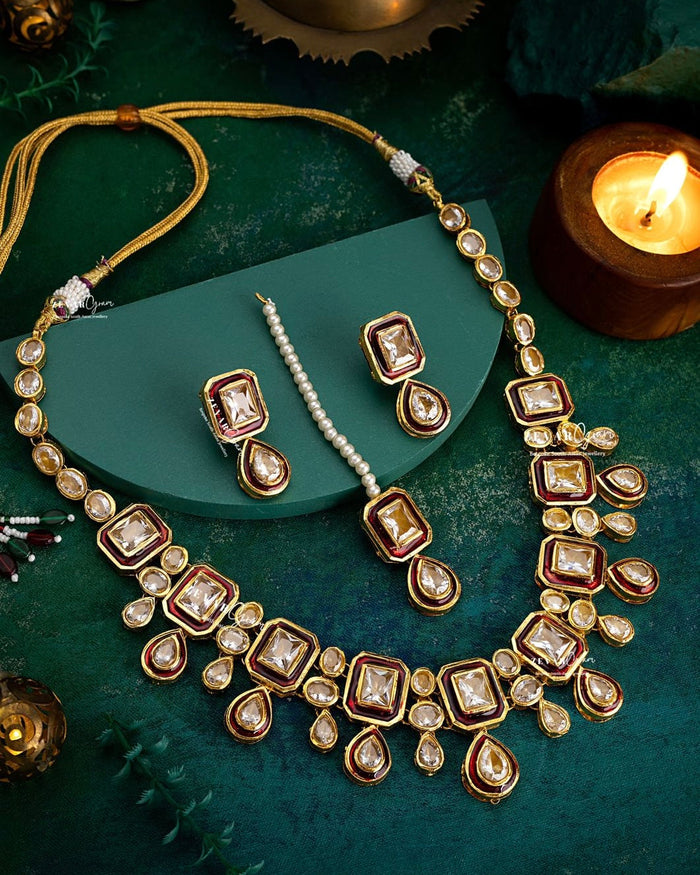 Sunehri Noor Gold-plated Polki Choker Set
