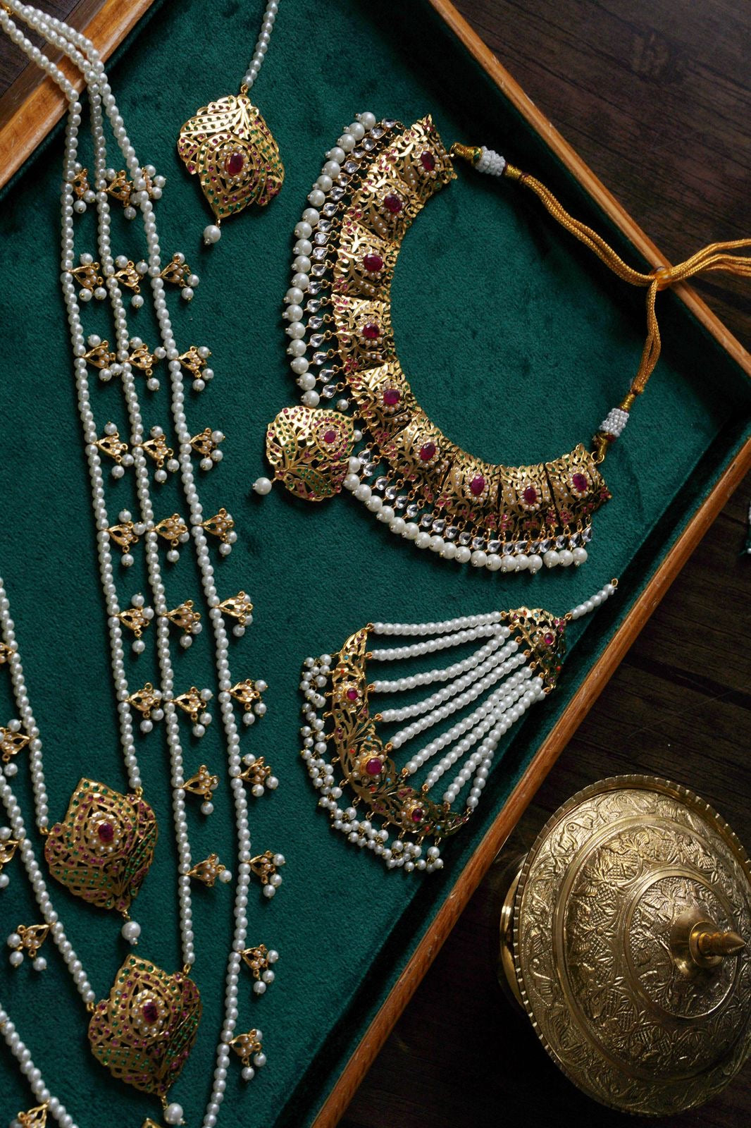 Zeenat Multi and Pearl Gold-plated Bridal Set