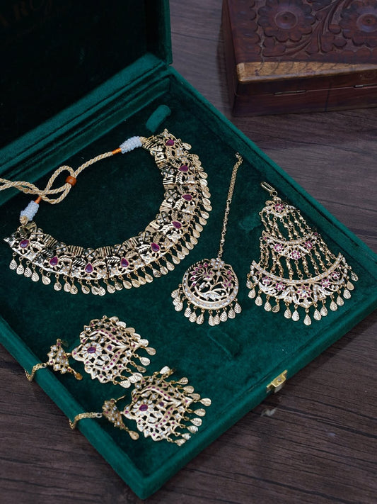 Rubab Ruby and Gold Hyderabadi Jadau Bridal Set