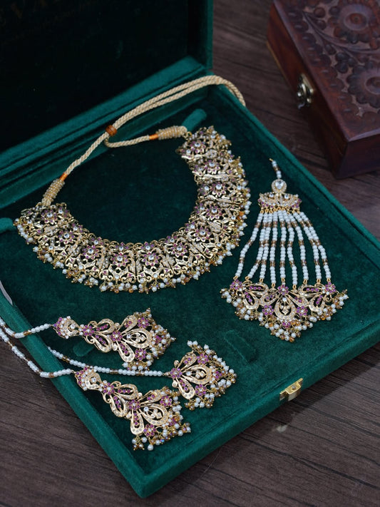 Mehrunissa Ruby and Pearl Jewellery Set