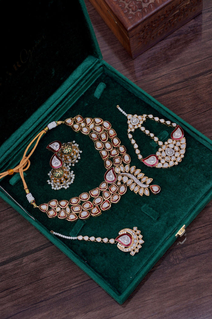 Mahnoor Gold-plated Polki Bridal Choker Set