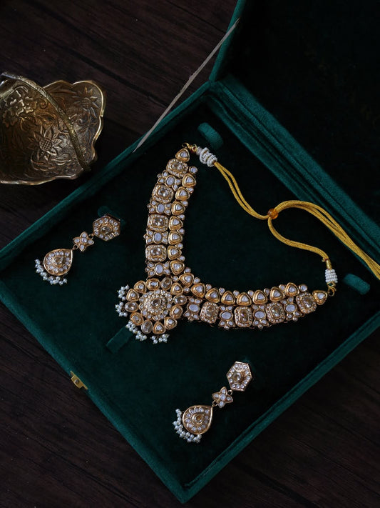 Shahi Gulrukh Gold-plated Polki Set