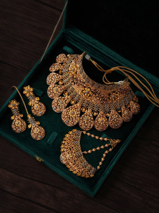 Mewar 22k Gold-plated Antique Bridal Jewellery Set