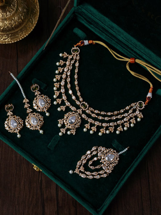 Motia Gold-plated Bridal Polki Necklace Set