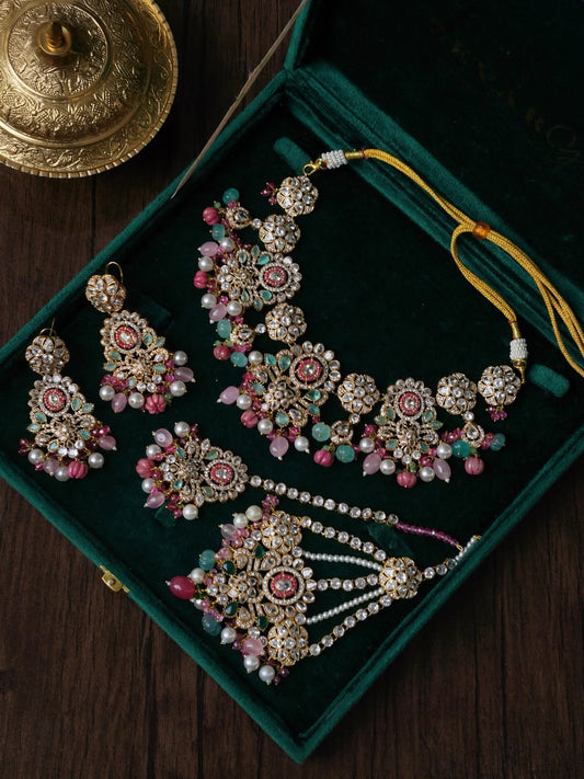 Bagh-e-Bahar Gold-plated Bridal Polki Set
