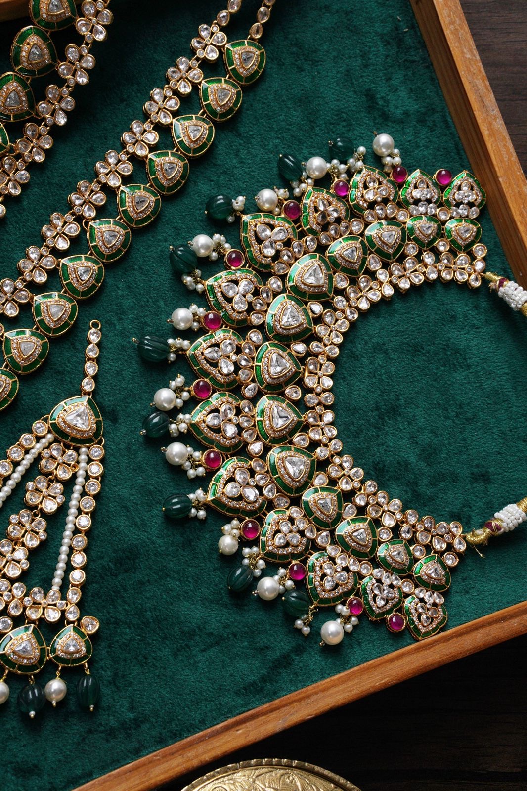 Maharani Emerald Imperial Gold-plated Bridal Set