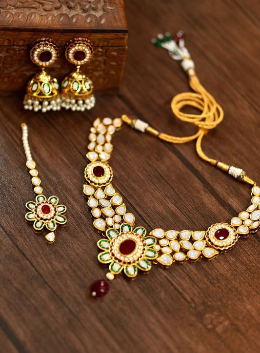 Noorika Gold-plated Polki Necklace Set