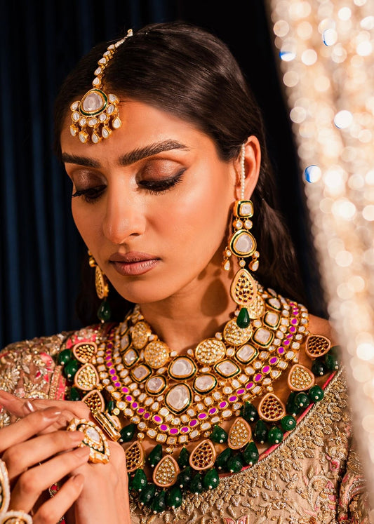 Noor-e-Takht Gold-plated Polki Bridal Set
