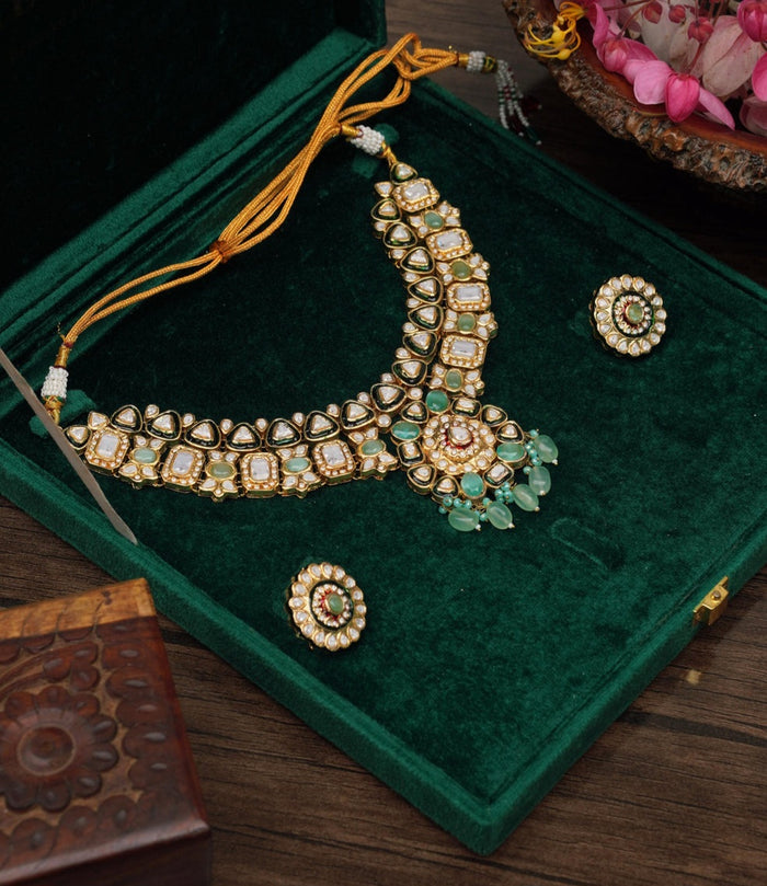 Ruhani Gold-plated Polki Set