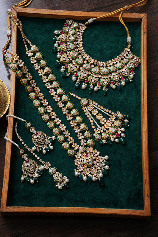 Maharani Emerald Imperial Gold-plated Bridal Set