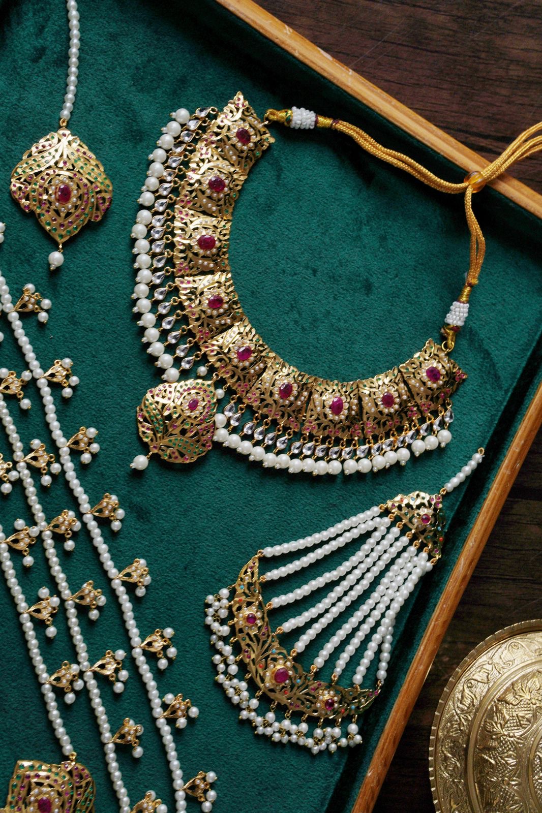 Zeenat Multi and Pearl Gold-plated Bridal Set