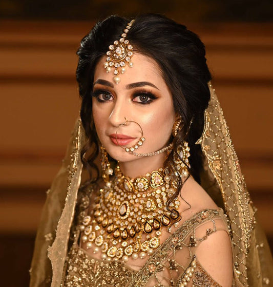 Noor-e-Darbaar Gold-plated Polki Bridal Choker Set