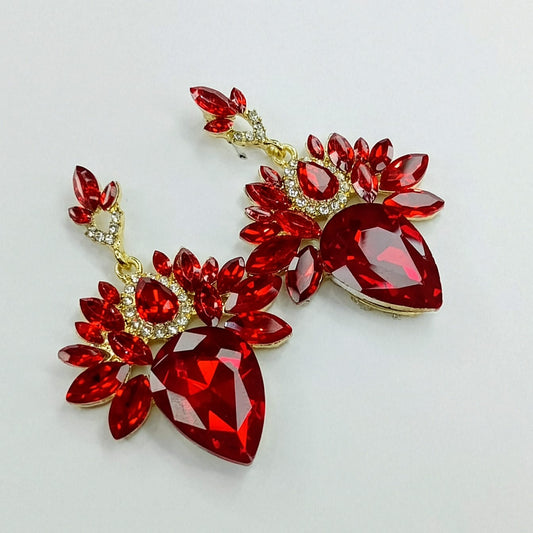 The Ruby Cascade Statement Drops | Crystal Cluster & Oversized Teardrop