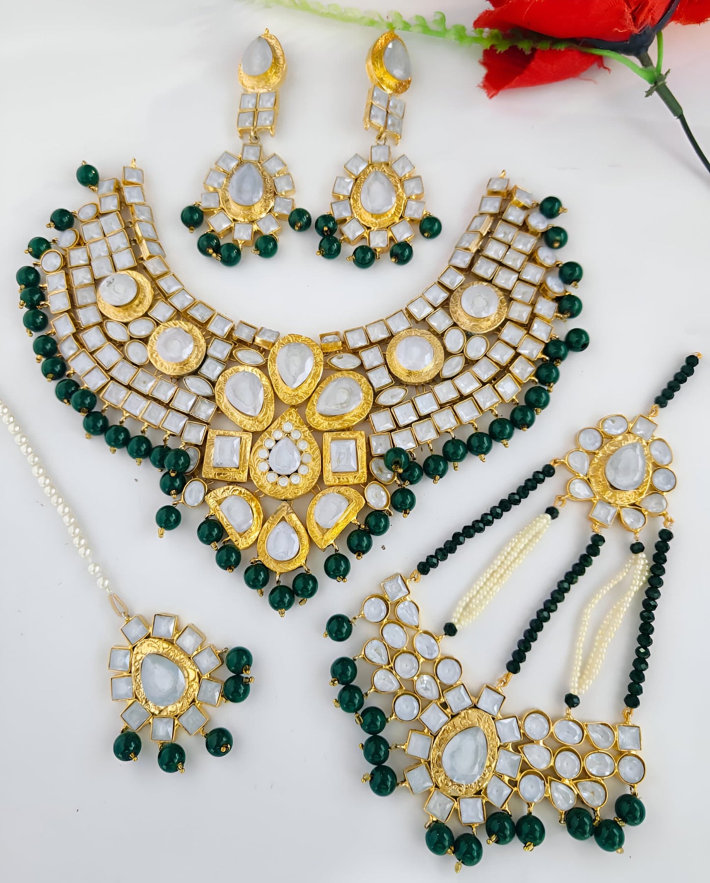 Shahi Zareen Gold-plated Polki Bridal Set (Made to Order)