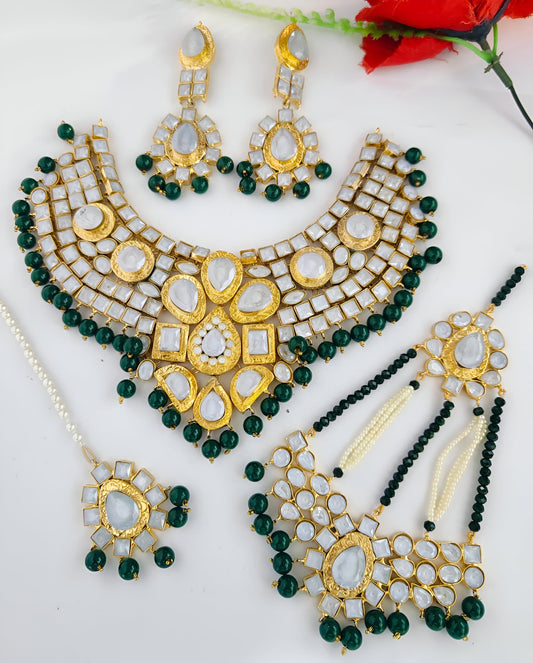 Shahi Zareen Gold-plated Polki Bridal Set (Made to Order)