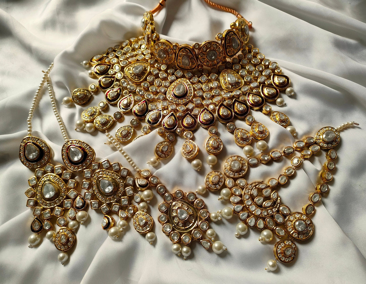 Noor-e-Darbaar Gold-plated Polki Bridal Choker Set
