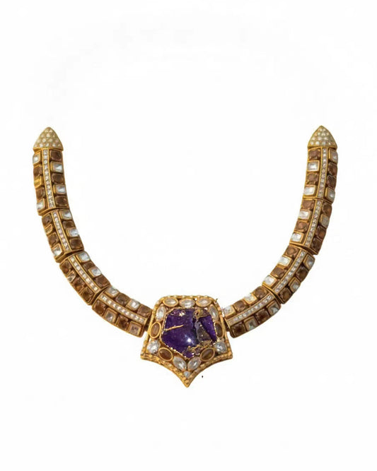 Purple Firestone and Moissanite Necklace Set