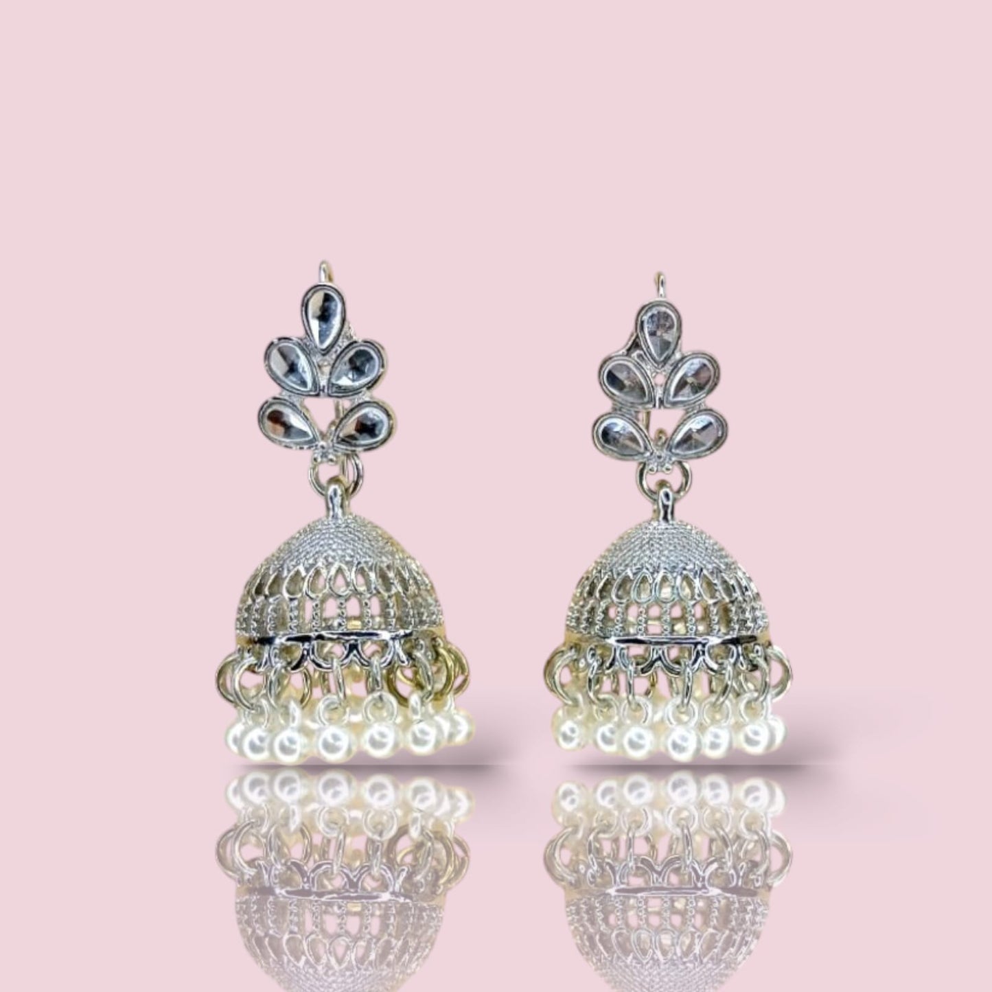 The Willow Pearl Jhumka | Leaf Stud & Pearl Drop Earrings