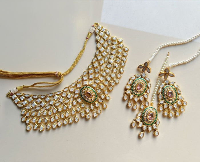 Jodhpur Gold-plated Polki Choker Set