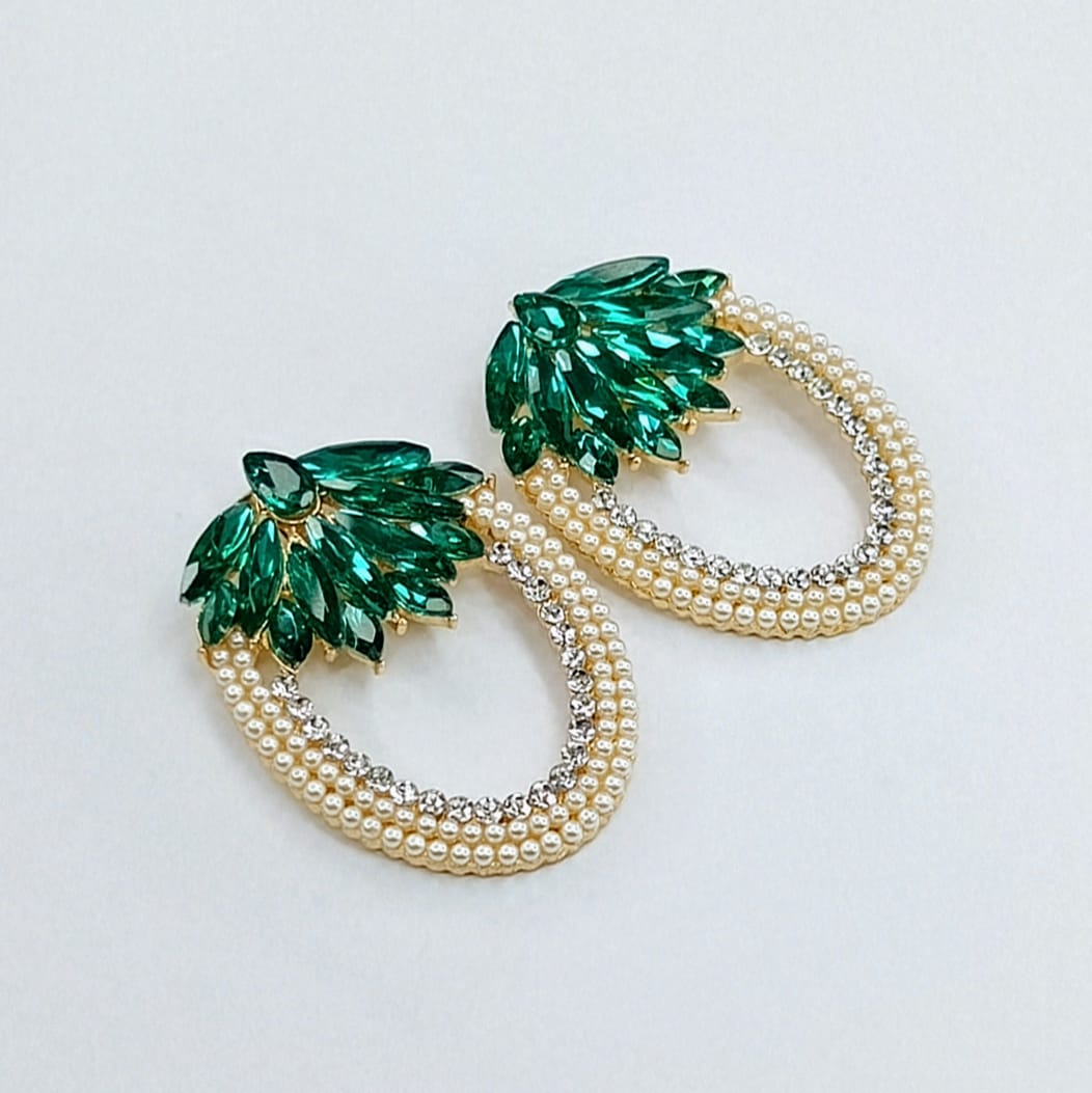 The Jeweled Pearl Teardrop Hoops | Marquise Cluster & Bead Frame