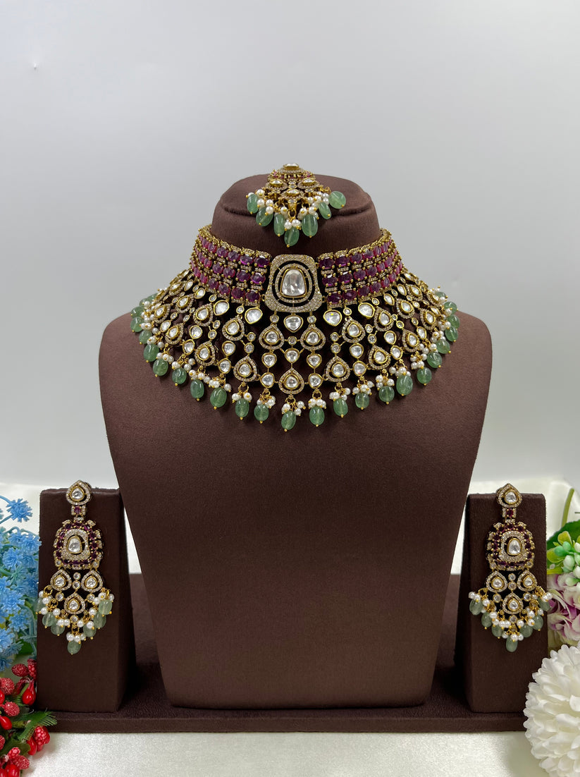 Shahi Bagh Moissanite Polki Bridal Choker Set