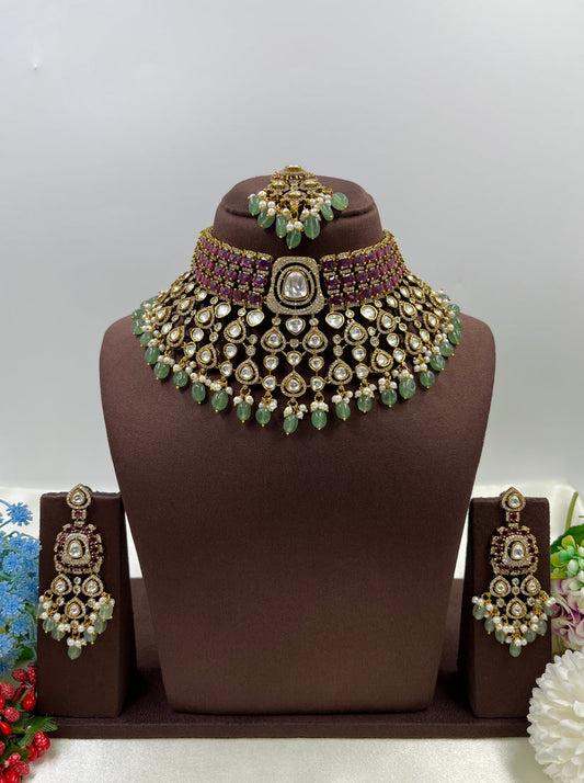 Shahi Bagh Moissanite Polki Bridal Choker Set
