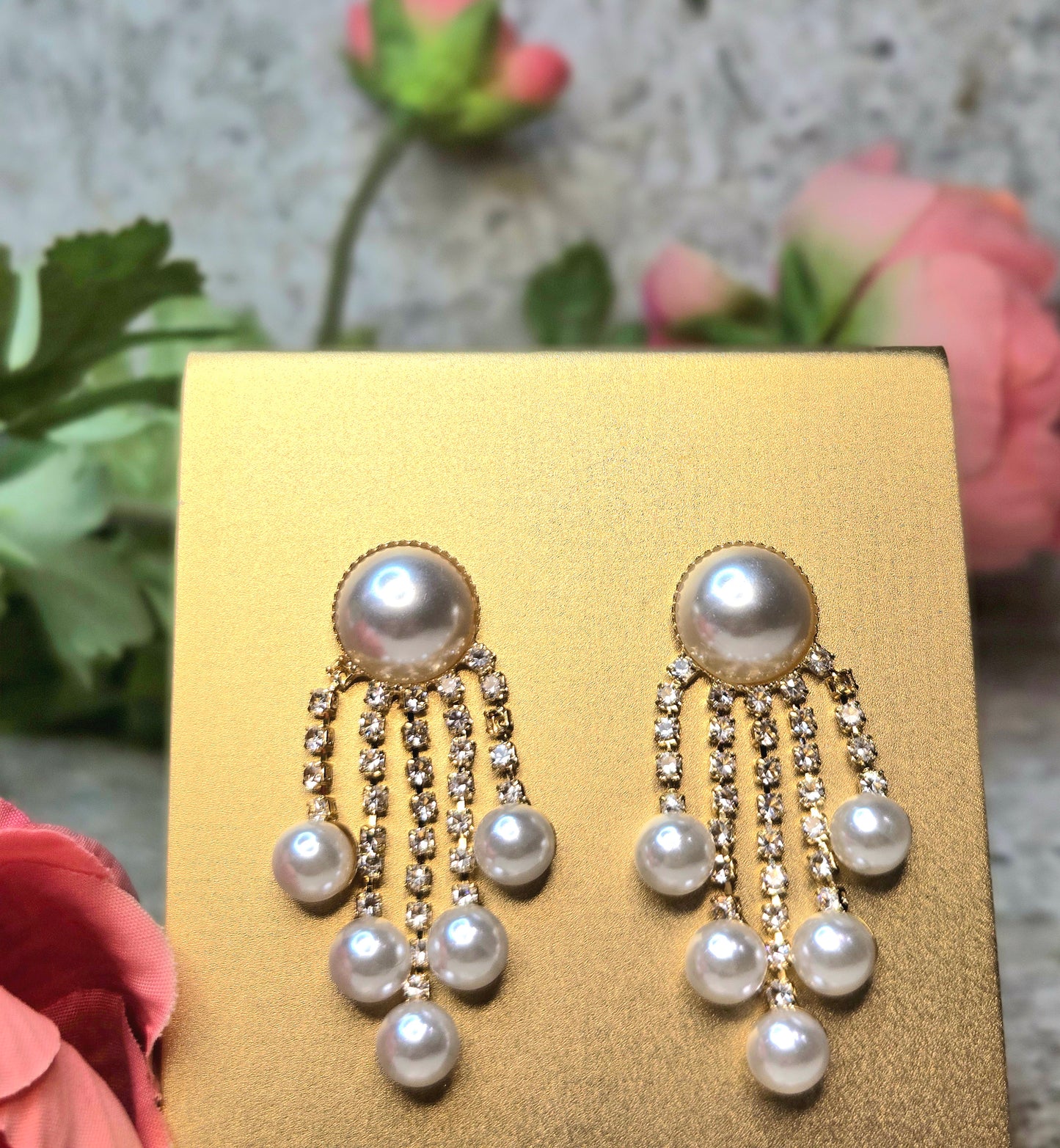 The Pearl Raindrop Earrings | Pearl & Crystal Fringe Statement
